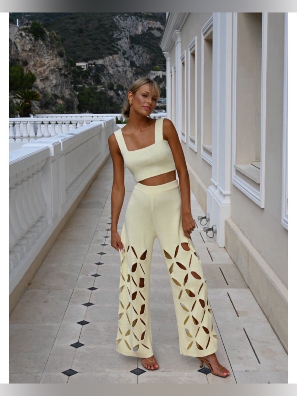 NWT YLLW The Label Taurus Knit Pant Set in Lemon (Pale Yellow), Size Small